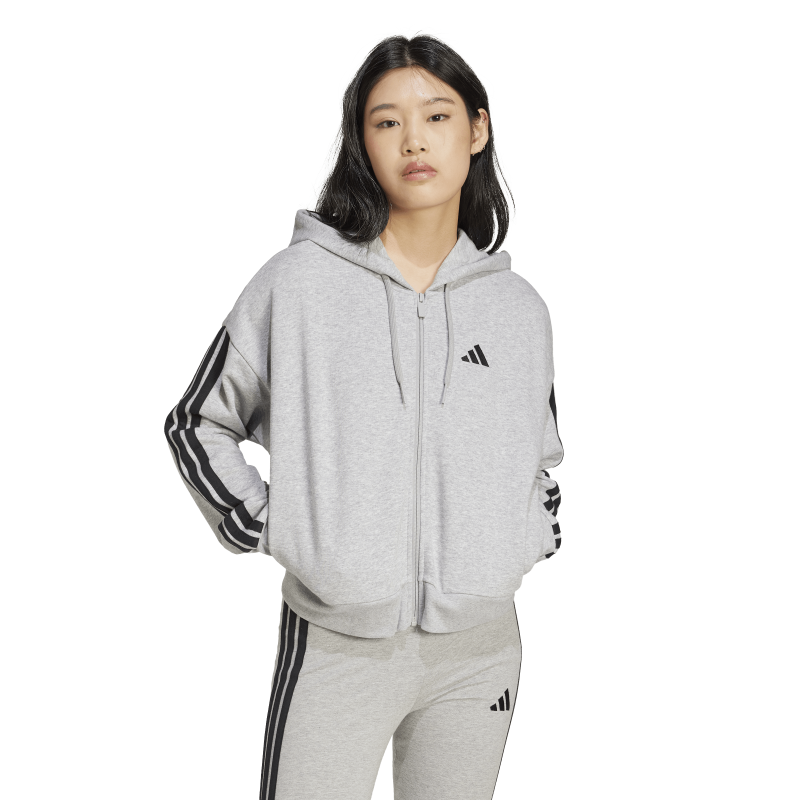 ADIDAS ESSENTIALS 3-STRIPES FRENCH TERRY FULL-ZIP HOODIE CASUAL | JE0055