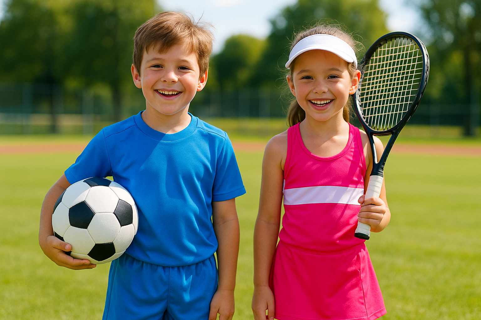 niño y niña deportivos